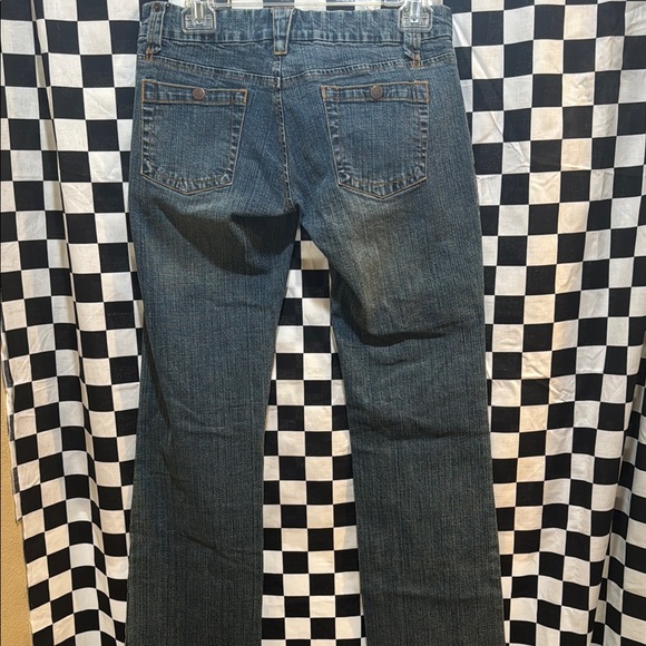 Classic Blue Straight Leg Jeans with Distressed Details - Picture 5 of 8